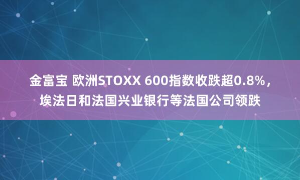 金富宝 欧洲STOXX 600指数收跌超0.8%，埃法日和法国兴业银行等法国公司领跌
